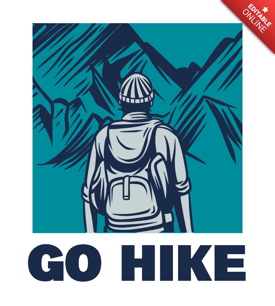 Mann wandert auf den berg vintage t-shirt design vorlage
