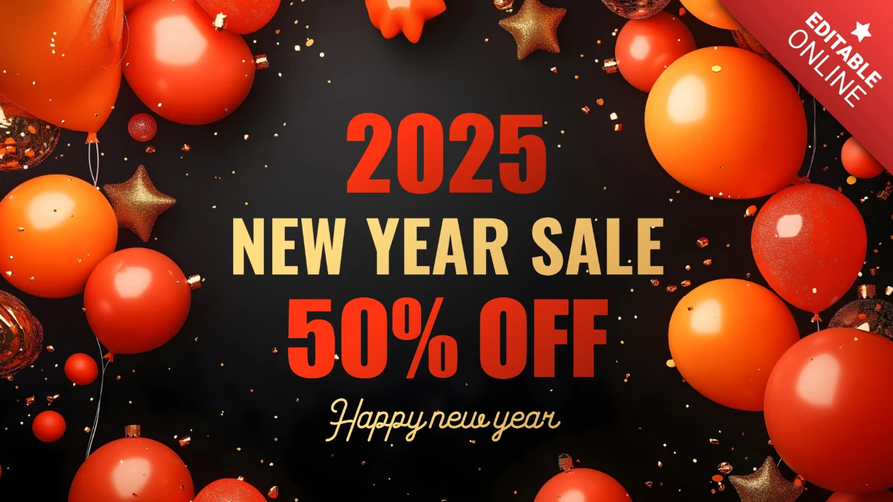 2025 Red and Gold New Year Sale Design Template