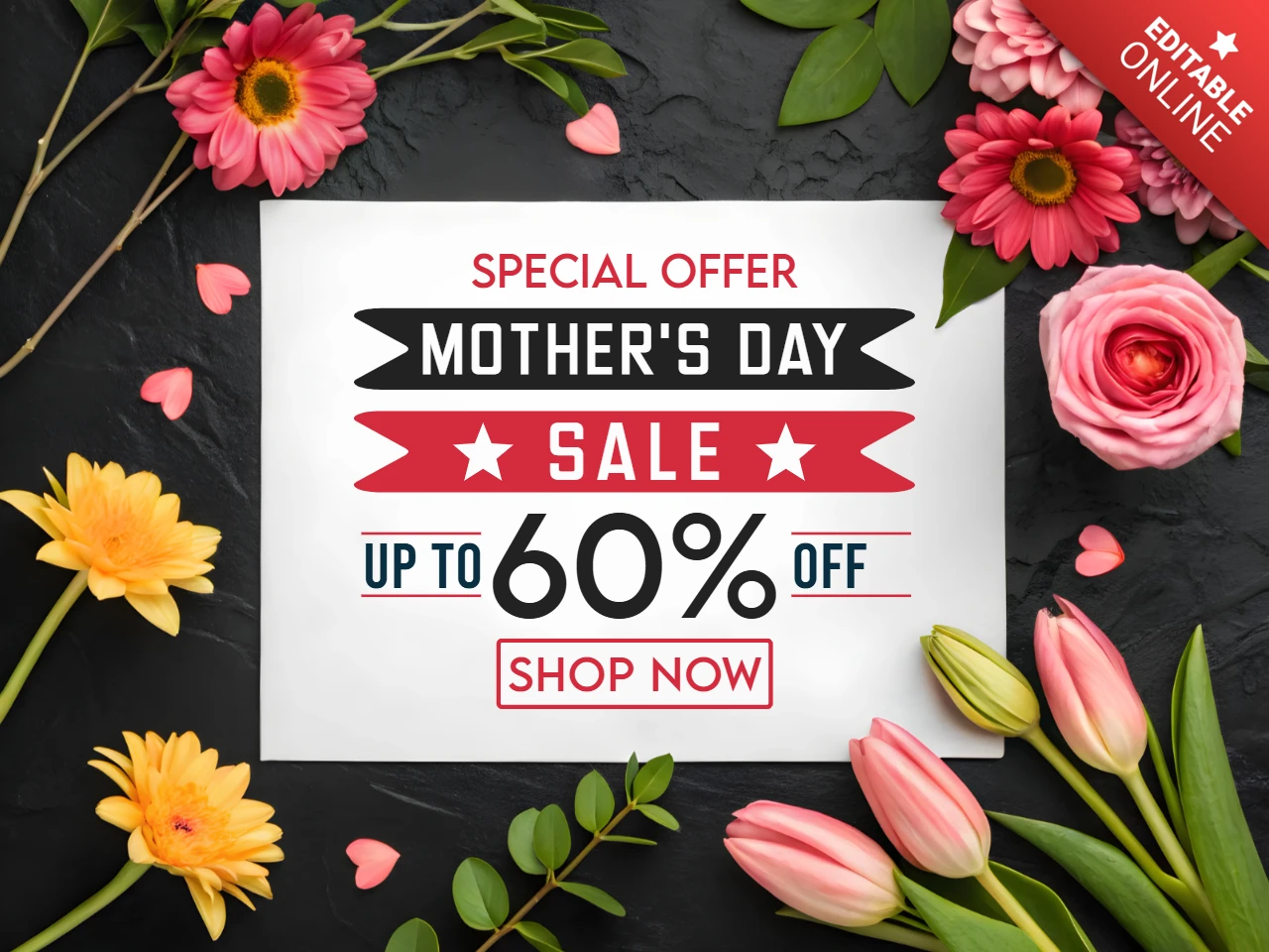 Mother's Day Sale Template - Floral Design with Special Offer Graphics