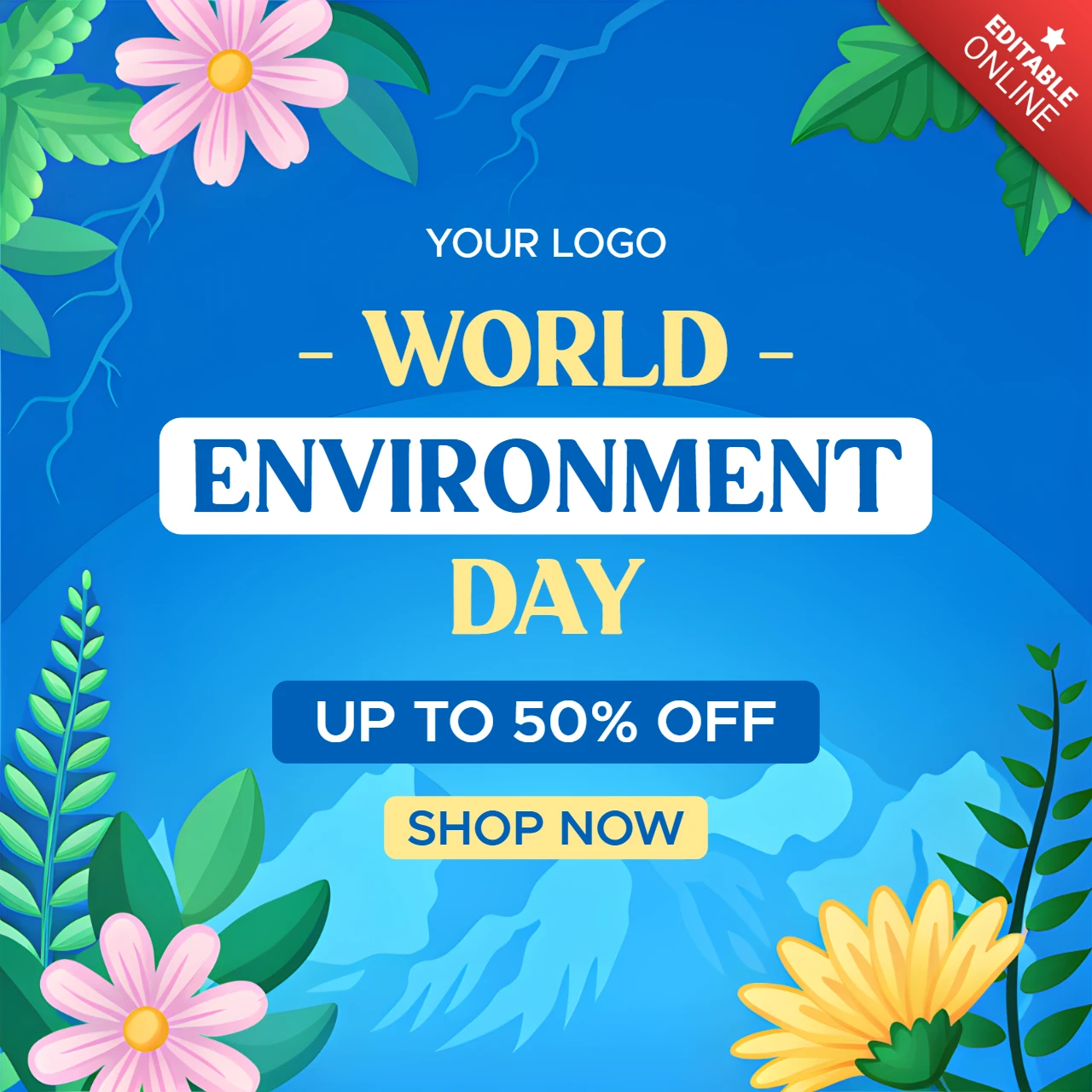 Colorful Environment Day Design for Social Media Awareness Post Template