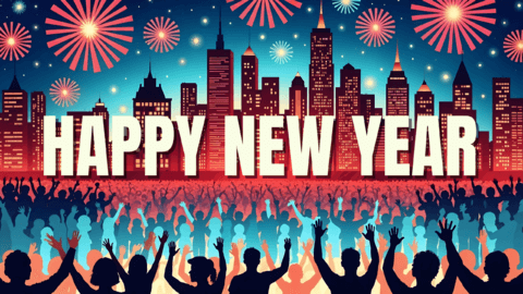 Rune | Vibrant New Year Celebration With Fireworks And City Skyline ...